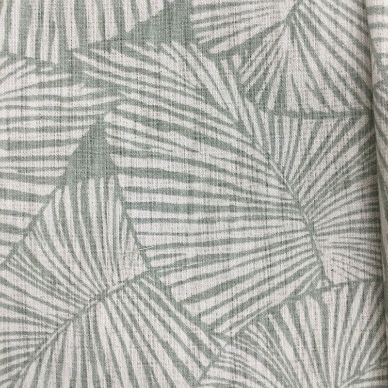 Deco Leaf Fronds in Sage Green and Natural  | Home Decor  / Drapery Fabric | Linen Blend | 54" Wide | By the Yard