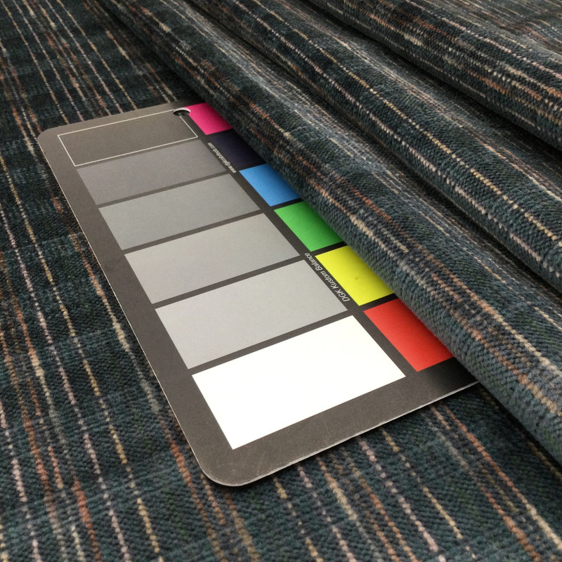 Blue with Pink and White Streaks | Low-pile Chenille Microfiber Fabric  | Rubber-backed Heavy Duty Upholstery | 54" Wide | By the Yard