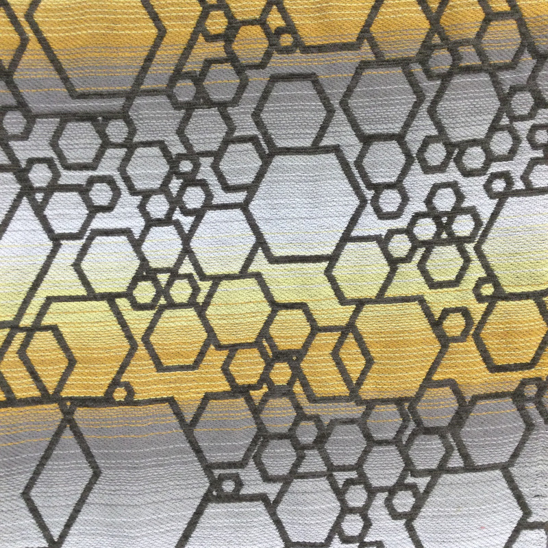 Geometric Honeycomb in Taupe with Ombre in Grey and Gold | Upholstery Fabric | 54" Wide | By the Yard
