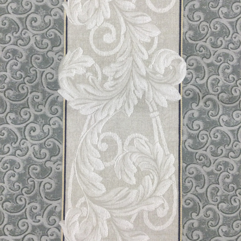 Decorative Stripes Jacquard Fabric | Green / Off White | Heavy Upholstery | 54" Wide | By the Yard