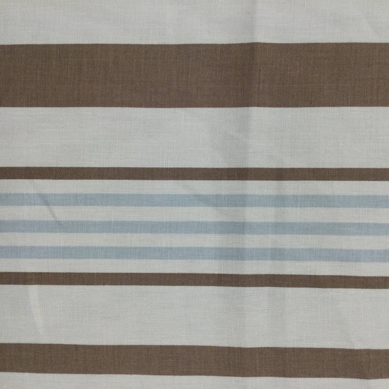 Nautical Stripe in Brown / Light Blue and Off White  | Home Decor Fabric | Linen Blend | 54" Wide | By the Yard