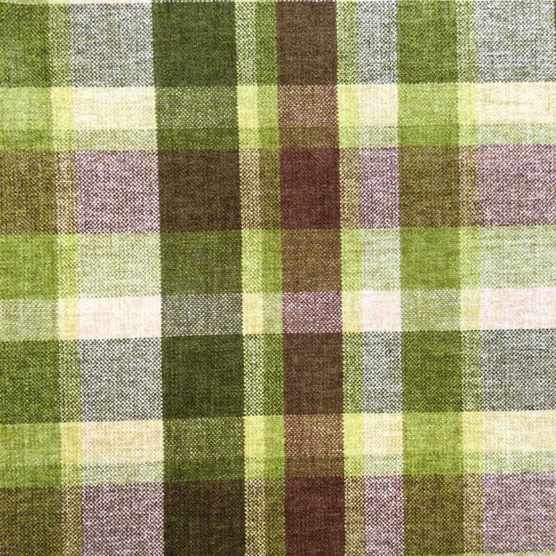 Retro Plaid Chenille in Green / Beige / Brown | Upholstery Fabric | 54" Wide | By the Yard