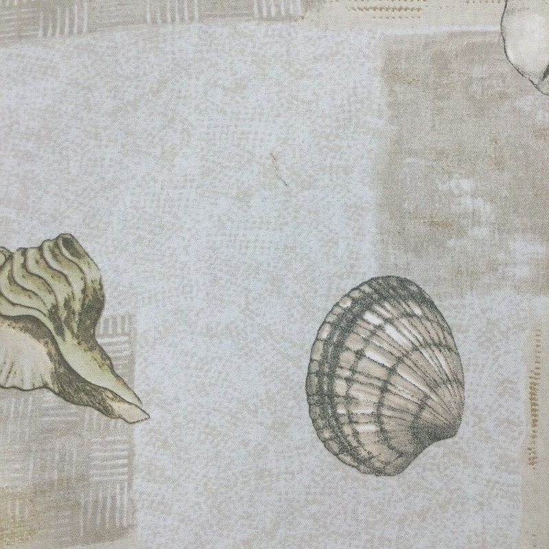Sea Shells in Grey / Beige / White | Home Decor Fabric | Cotton | 72 Wide | By the Yard