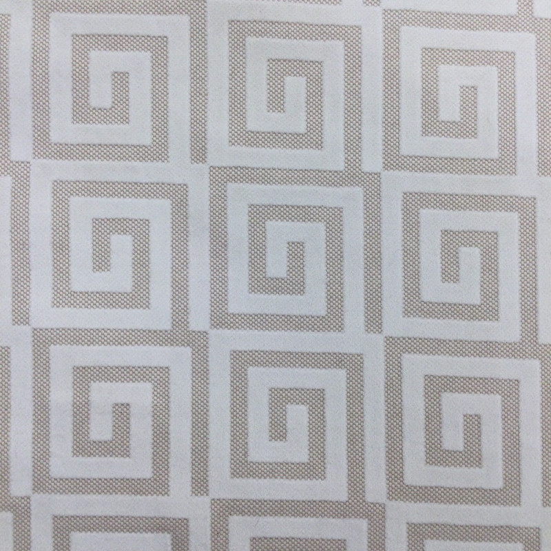 Greek Key Cut Velvet Fabric in Snow White | Heavyweight Upholstery | 54" Wide | By the Yard | Amaze in Snow