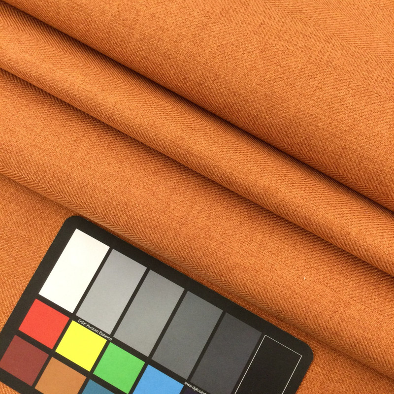 Herringbone Fabric in Spice Orange | Upholstery / Slipcovers | Medium Weight | 54" Wide | By the Yard | "Belem" Curry