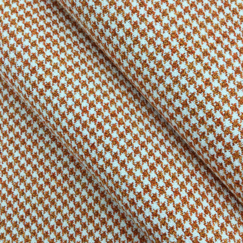 Orange and White Houndstooth Fabric | Upholstery |  Heavy Weight | 54" Wide | By the Yard | "Finley" Koi