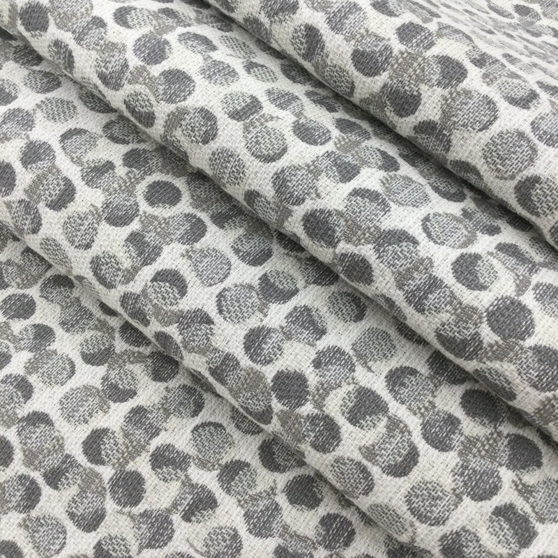 Dappled Dots Jacquard Fabric | Grey / Off White | Heavyweight Upholstery | 54" Wide | By the Yard