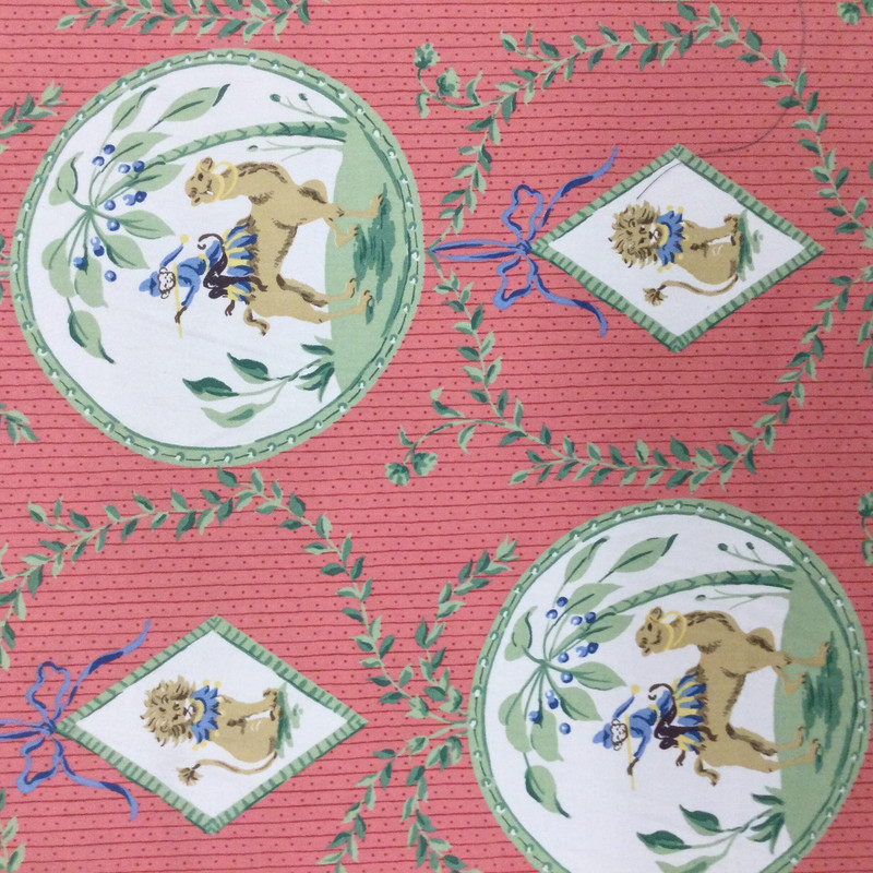 Designer British Colonial Camel / Monkey Home Decor Fabric |  Pink / Red / Green / Blue | Upholstery / Drapery  | 54" Wide | By the Yard | Pat Freund