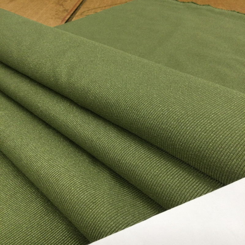 Moss Green Ribbed Polyester Fabric | Upholstery | Heavy Weight | 54" Wide | By the Yard | Ultra Durable