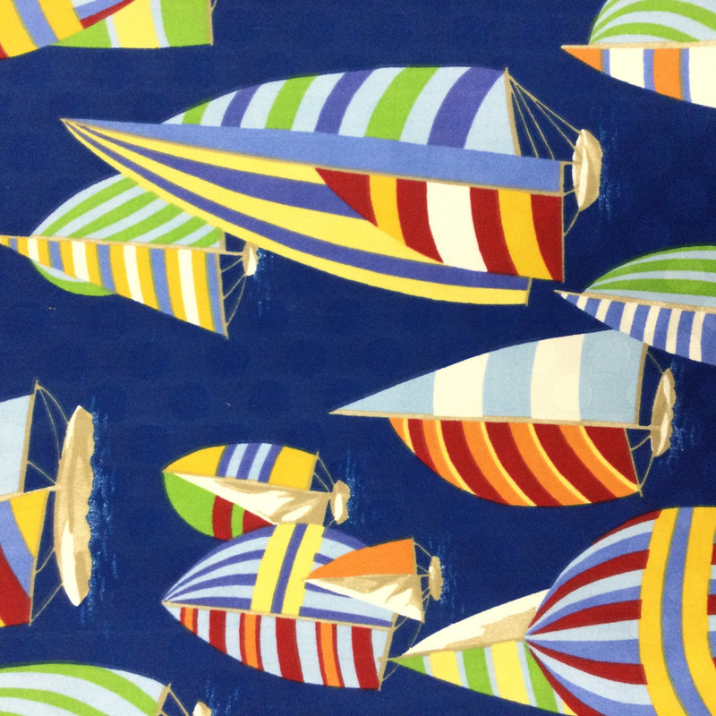 Sailboats in Blue / Red / Green / Yellow | OUTDOOR Home Decor Fabric | Upholstery / Cushions | Water Friendly | 54" Wide | By the Yard