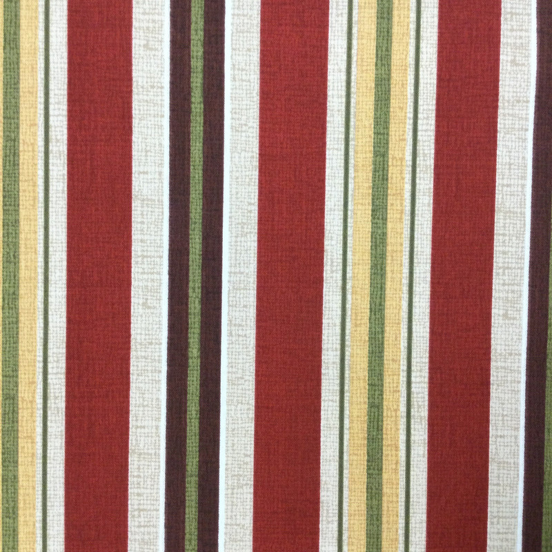 Rustic Stripes in Red / Gold / Green | OUTDOOR Home Decor Fabric | Upholstery / Cushions | Waterproof | 54" Wide | By the Yard