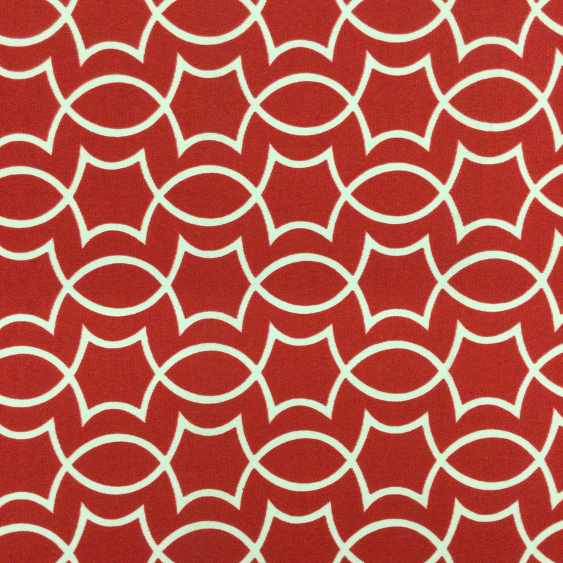 Scrollwork in Red and White | OUTDOOR Home Decor Fabric | Upholstery / Cushions | Waterproof | 54" Wide | By the Yard