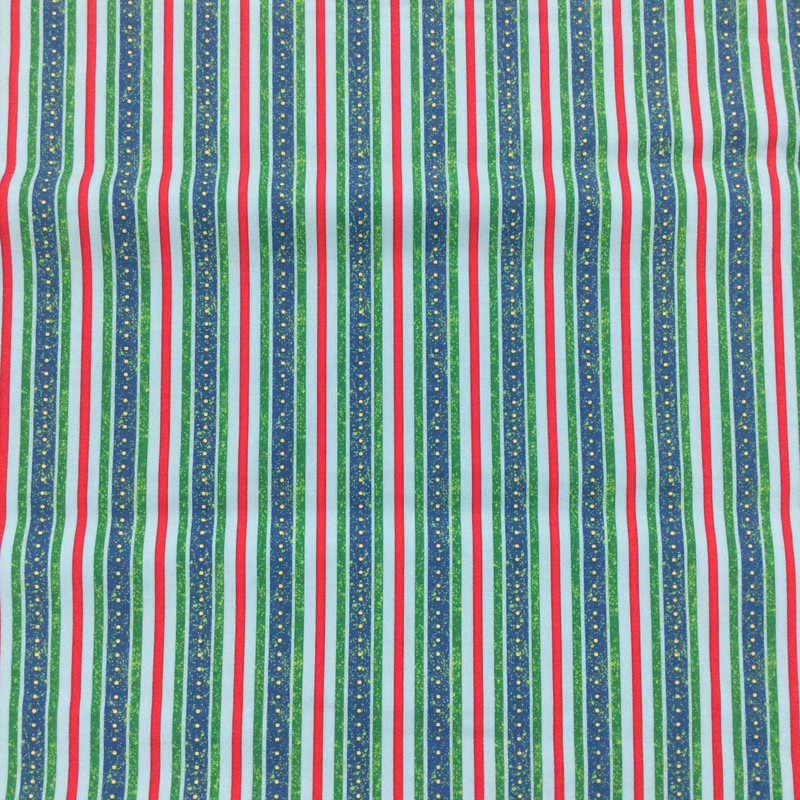 Stripes in Blue / Green / Red | Quilting Fabric | 44" Wide | 100% Cotton | By the Yard