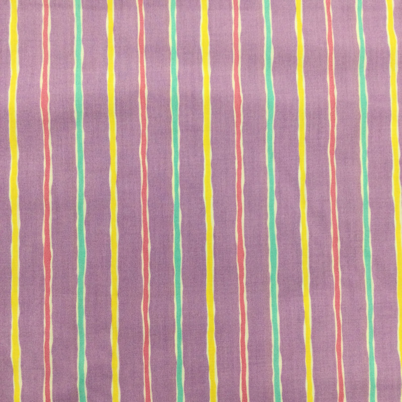 Pastel Stripe on Lavender Home Decor Fabric | Polished Apple Basics | Poly Cotton Blend | 44 inch Wide | By The Yard