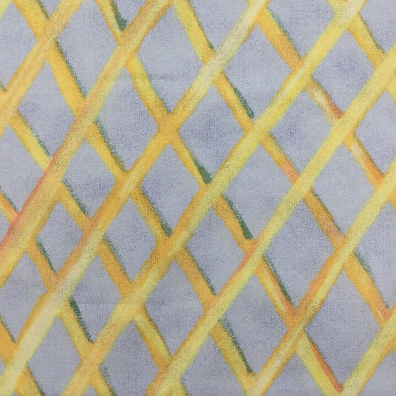 Diamond Lattice in Blue and Yellow | Quilting Fabric | 44" Wide | 100% Cotton | By The Yard | Rowan Fabrics "Trellis"