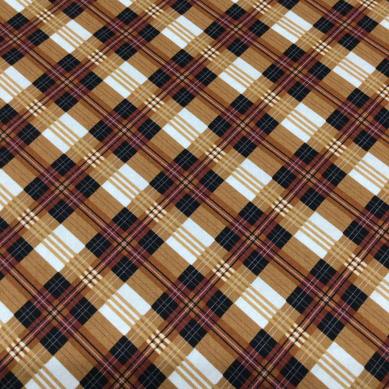 Mad For Plaid | Bias Argyle | Brown | Black | White | Quilting Fabric | 100% Cotton | 44 Wide | By The Yard