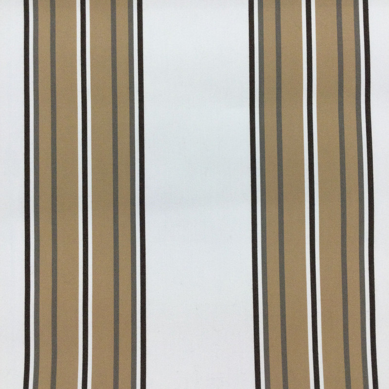 White / Tan / Taupe Striped Fabric | Outdoor Awning / Upholstery Fabric | Sunbrella-like | 46" Wide | By the Yard