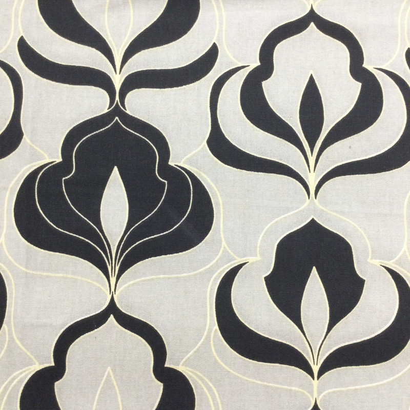 Deco Ogee Bargello Fabric in Grey / Black / Khaki | Home Decor / Curtains | 100% Cotton | 54" Wide | By the Yard