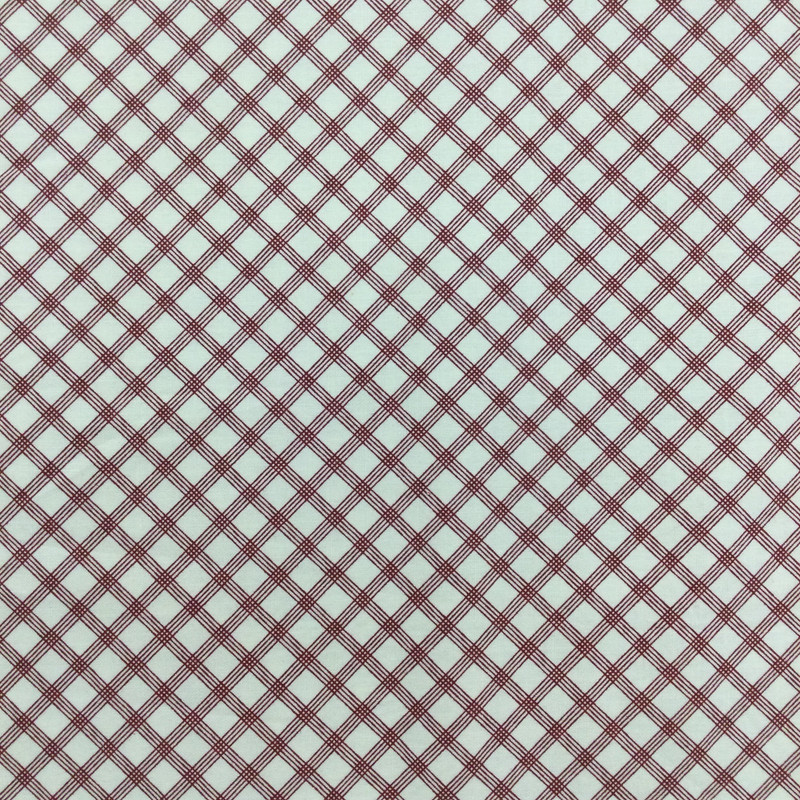 Diagonal Plaid in Burgundy and Off White | Quilting Fabric | 44" Wide | 100% Cotton | By The Yard | P&B Textiles "Squire Lane"