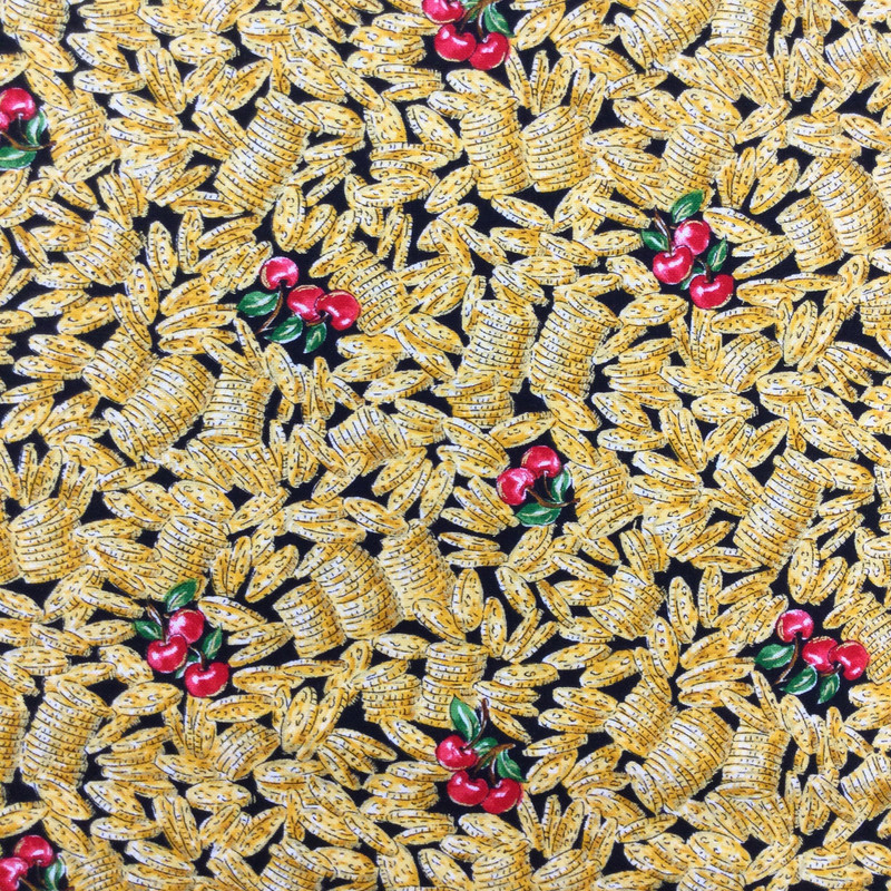 Coins and Cherries in Yellow and Red | Quilting Fabric | 44" Wide | 100% Cotton | By The Yard | Andover Fabrics "Big Winner"