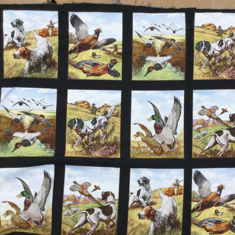 Sports Afield Windowpane Panel Fabric | Bird Hunting Dogs | Black | 24 inch Panel | Quilting Panel | 44 Inch Wide | 100% Cotton | Sold by the Panel
