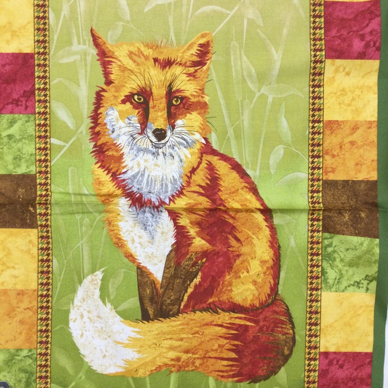 Pretty Foxy | Fox Wall Hanging Panel Fabric | Autumn Colors | 24 Inch Panel | Quilting Panel | 44 Inch Wide | 100% Cotton | Sold by the Panel