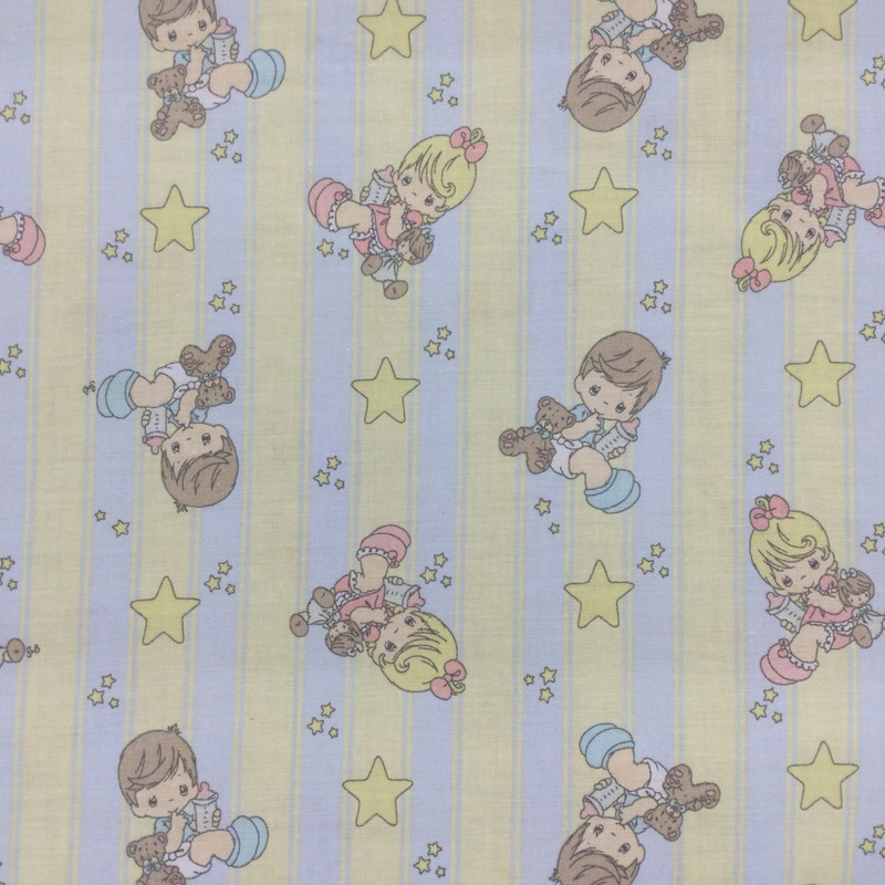 Precious Moments Striped in Yellow / Blue / Pink / Brown | Quilting Fabric | 44" Wide | 100% Cotton | By The Yard | Spectrix "Precious Moments"