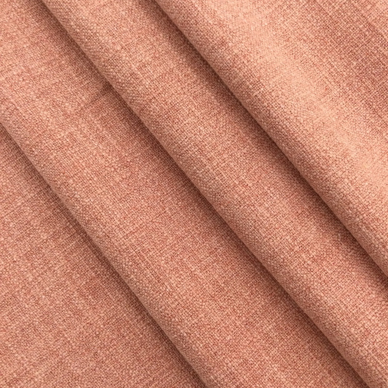 Linen Fabric Slub Weave in Blush Pink | Upholstery / Slipcovers / Curtains | Poly / Cotton / Linen Blend | 55" Wide | By the Yard | Leslie Jee Textiles "Affection" in Tea Rose