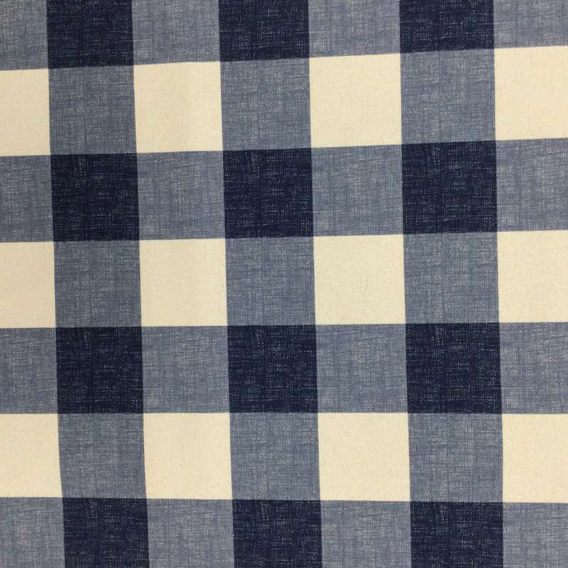 Large Buffalo Check Fabric in Blue and White | Upholstery / Drapery | Medium Weight | 54" Wide | By the Yard | Mara in Blue