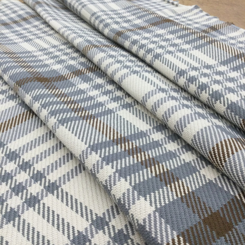 Plaid Twill Weave Fabric in Grey / Brown / Beige | Upholstery | 54" Wide | By the Yard | Orion in Grey Stone