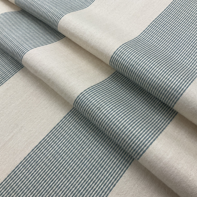 Striped Indoor / Outdoor Fabric | Blue and Off White | Water-friendly | Upholstery / Curtains | Sunbrella-Like | 54 Wide | By the Yard