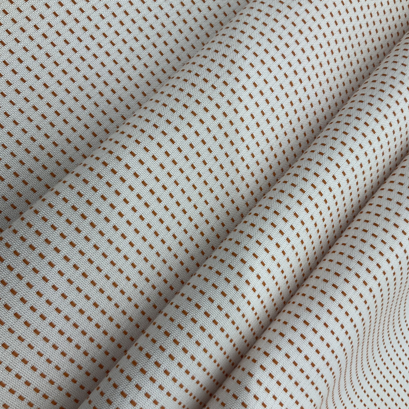 Dash Design Indoor / Outdoor Fabric | White and Orange | Water-friendly | Upholstery / Curtains | Sunbrella-Like | 54 Wide | By the Yard