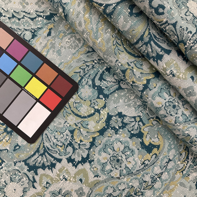 Paisley Jacquard Fabric Blues / Green / Off White Upholstery 54