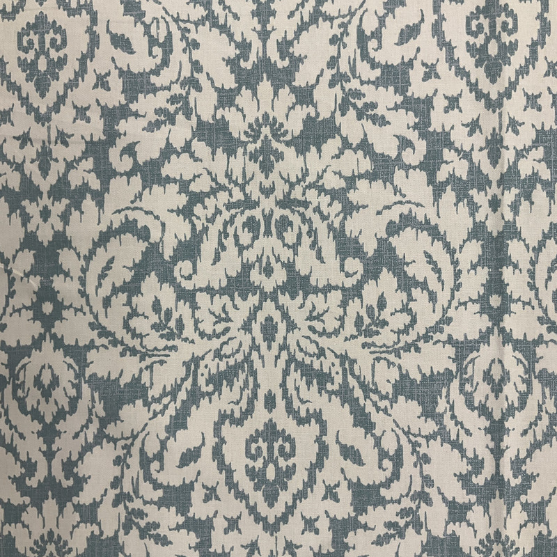 Damask Home Decor Fabric | Teal / Silver / Off White | Curtains / Light Upholstery | 100% Cotton | 54" Wide | By the Yard | Waverly "Dashing Damask" in Mineral