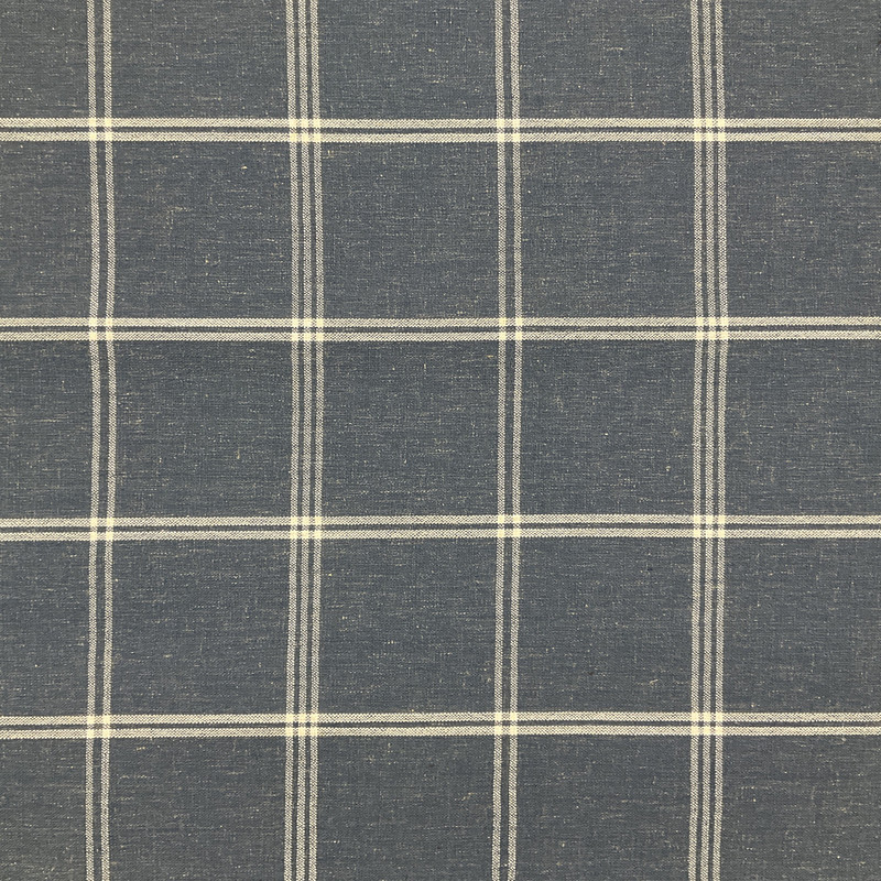 Windowpane Plaid Fabric | White on Heathered Blue | Upholstery | 54" Wide | By the Yard | Felt-Backed