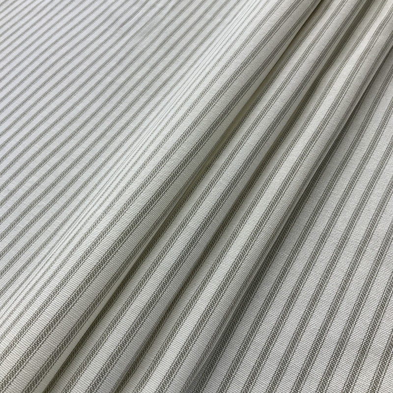 Vertical Ticking Stripe Cotton Duck Ivory and Grey | Medium Weight Duck Fabric | Home Decor Fabric | 54" Wide