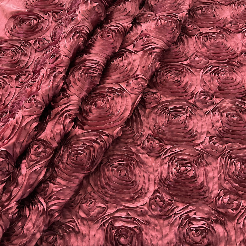 Wedding Rosette Satin Burgundy | Medium Weight Satin Fabric | Home Decor Fabric | 50" Wide