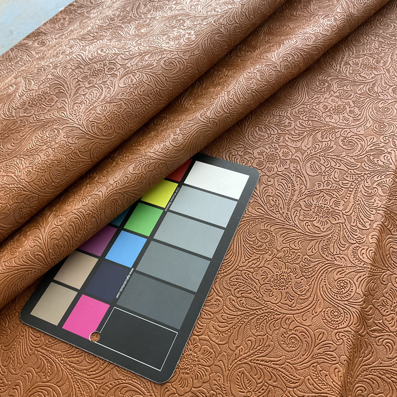 Faux Leather Textured Western Bourbon | Heavyweight Faux Leather Fabric | Home Decor Fabric | 54" Wide