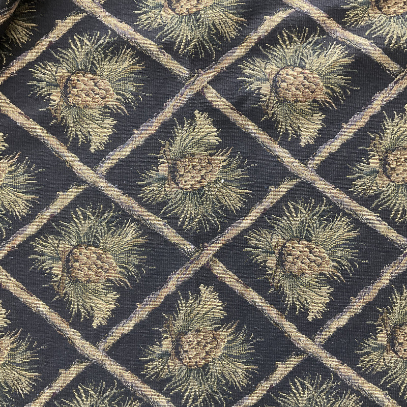 Lattice Pine Cone Jacquard Black | Medium/Heavyweight Jacquard Fabric | Home Decor Fabric | 54" Wide