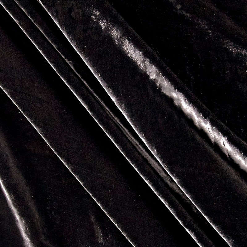 Rayon/Silk Blend Vintage Crushed Velvet Black | Medium Weight Velvet Fabric | Home Decor Fabric | 52" Wide