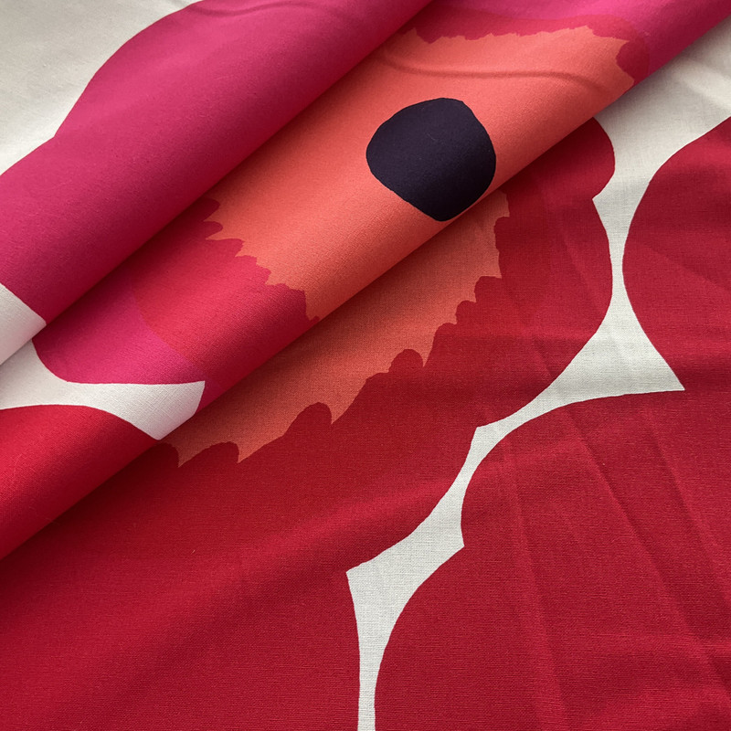 Marimekko Unikko Cotton Broadcloth Red | Lightweight Broadcloth Fabric | Home Decor Fabric | 58" Wide