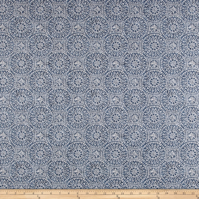Magnolia Home Fashions Tibet Navy | Medium Weight Duck Fabric | Home Decor Fabric | 54" Wide