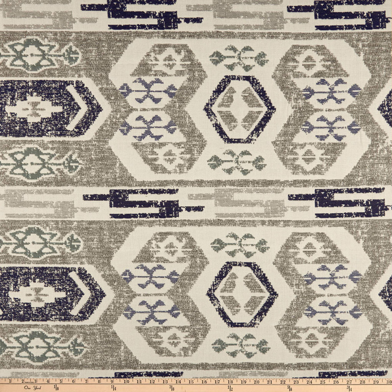 Sunbrella Tribal Inspired Glacier | Outdoor Fabric | Blue / Grey / White | Solution Dyed Acrylic | 54" Wide