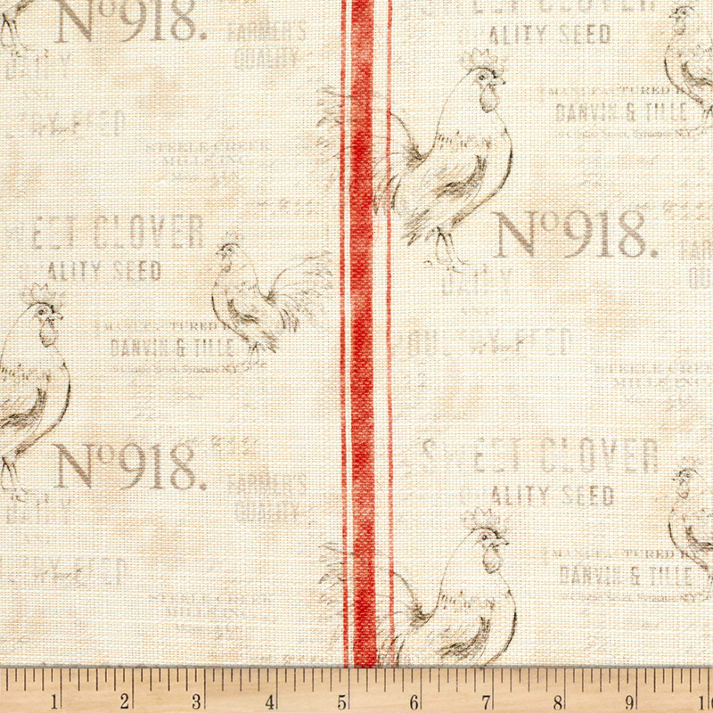 Susan Winget Farmhouse Feedsack Stripe Basketweave Cream | Medium Weight Basketweave Fabric | Home Decor Fabric | 56" Wide