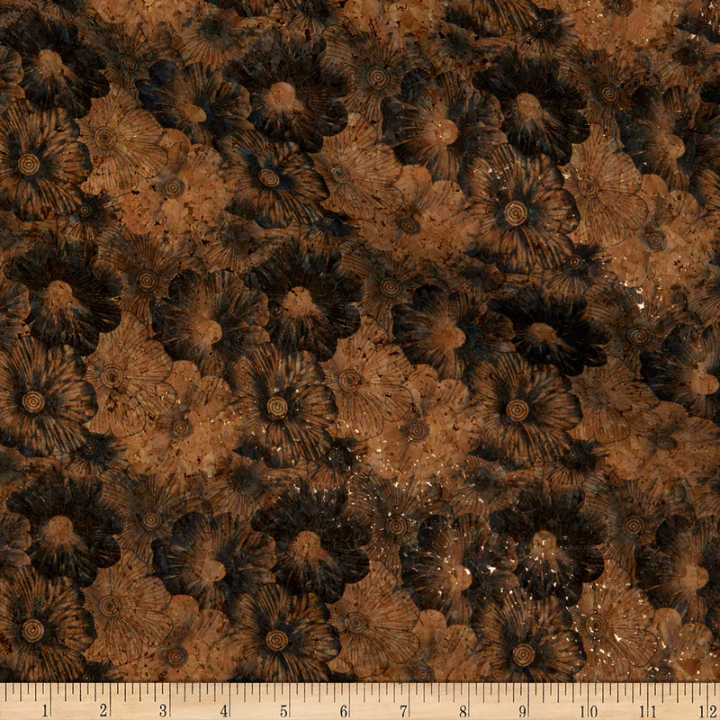 Belagio Cork Fabric Floral Brown | Medium Weight Cork Fabric | Home Decor Fabric | 25" Wide