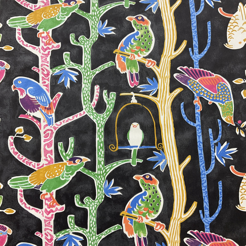 Waverly Birdhouse Chatter Twill Licorice | Lightweight Twill Fabric | Home Decor Fabric | 54" Wide