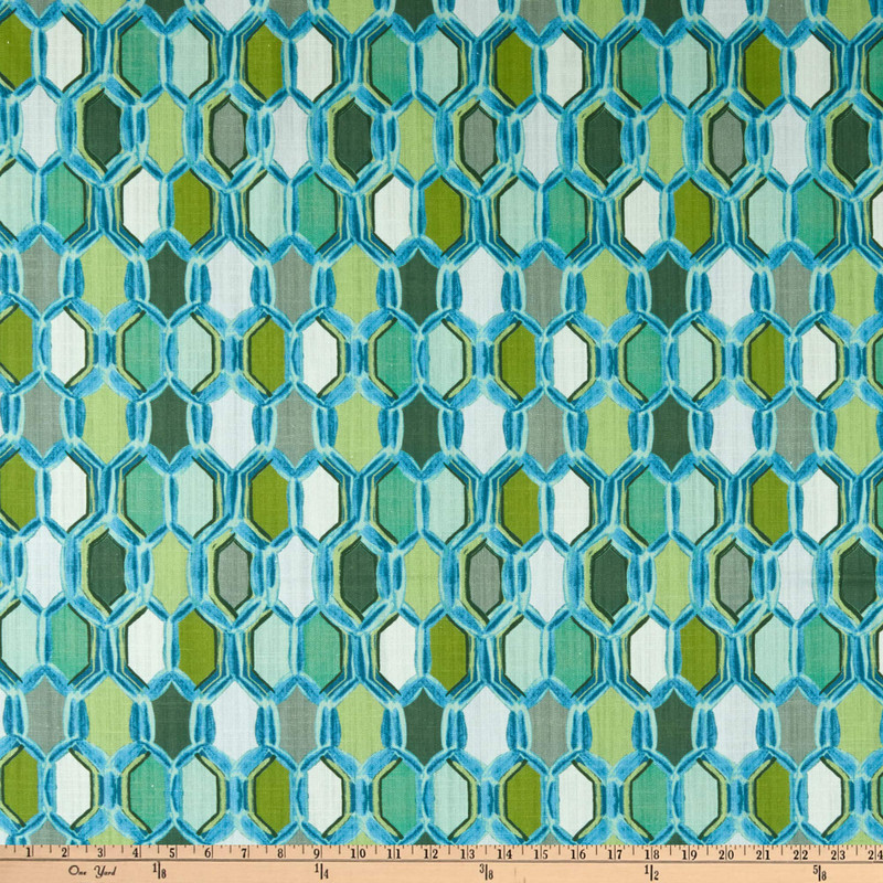Lacefield Designs Tile Dante Peridot | Medium Weight Duck Fabric | Home Decor Fabric | 54" Wide