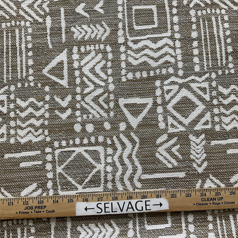 Sustain Performance Mei Mudcloth Jacquard Cork | Very Heavyweight Jacquard Fabric | Home Decor Fabric | 56" Wide