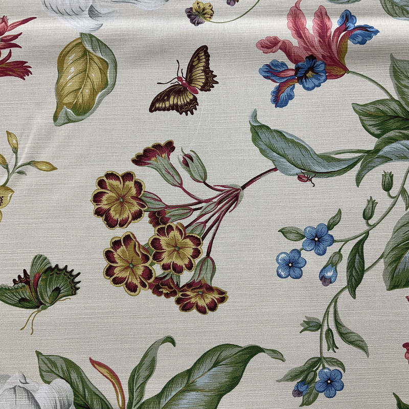 Williamsburg Garden Images Creme | Lightweight Duck Fabric | Home Decor Fabric | 54" Wide