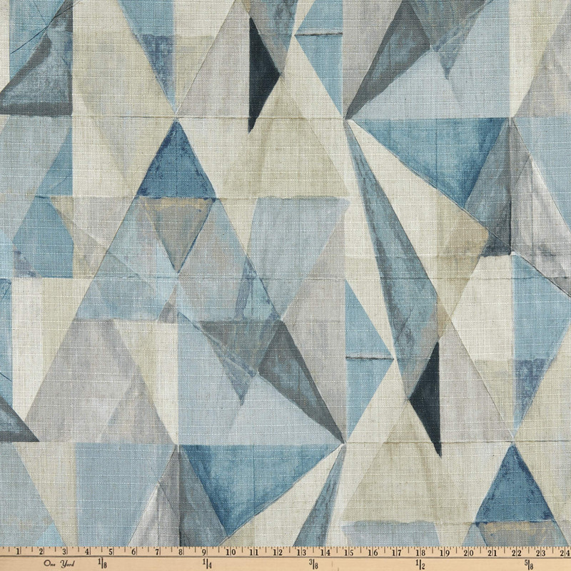 Trent Digital Mardi Gras Triangles Linen Latitude | Medium Weight Linen Fabric | Home Decor Fabric | 56" Wide